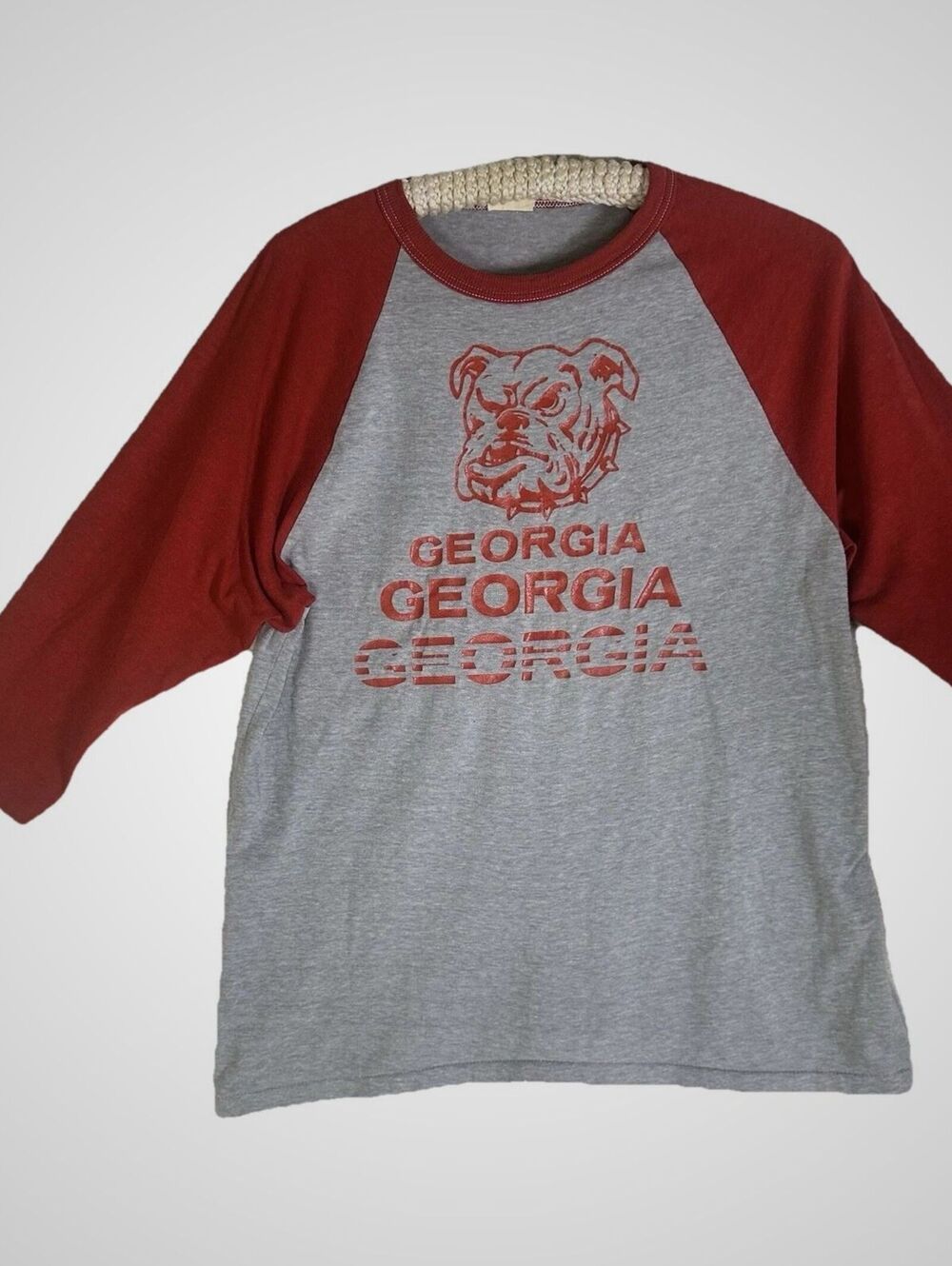 Vintage 70s/80s Georgia Bulldogs Raglan Baseball Tee Single Stitch Nostalgia S/M